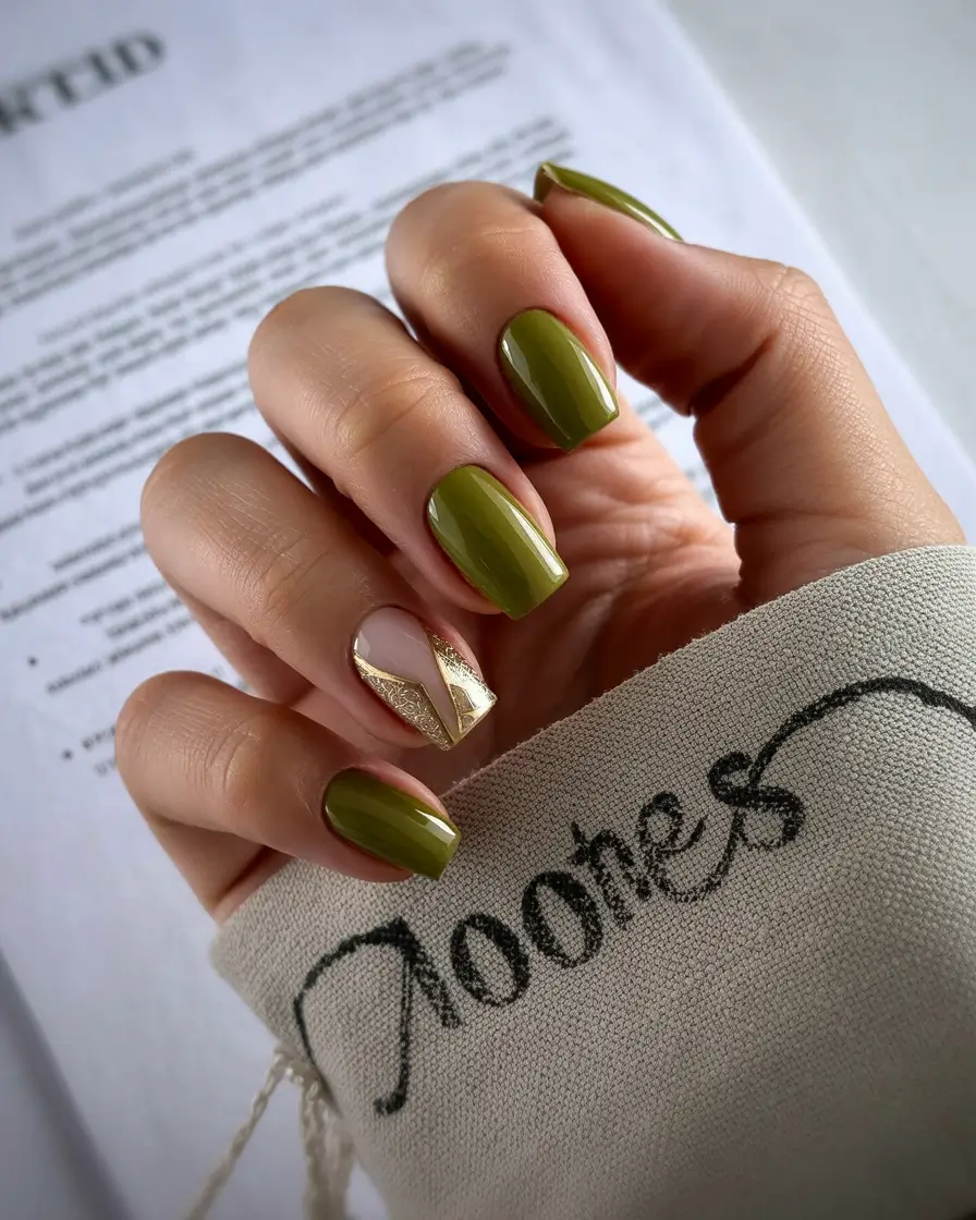 fall/winter nails color Olive Green Chic