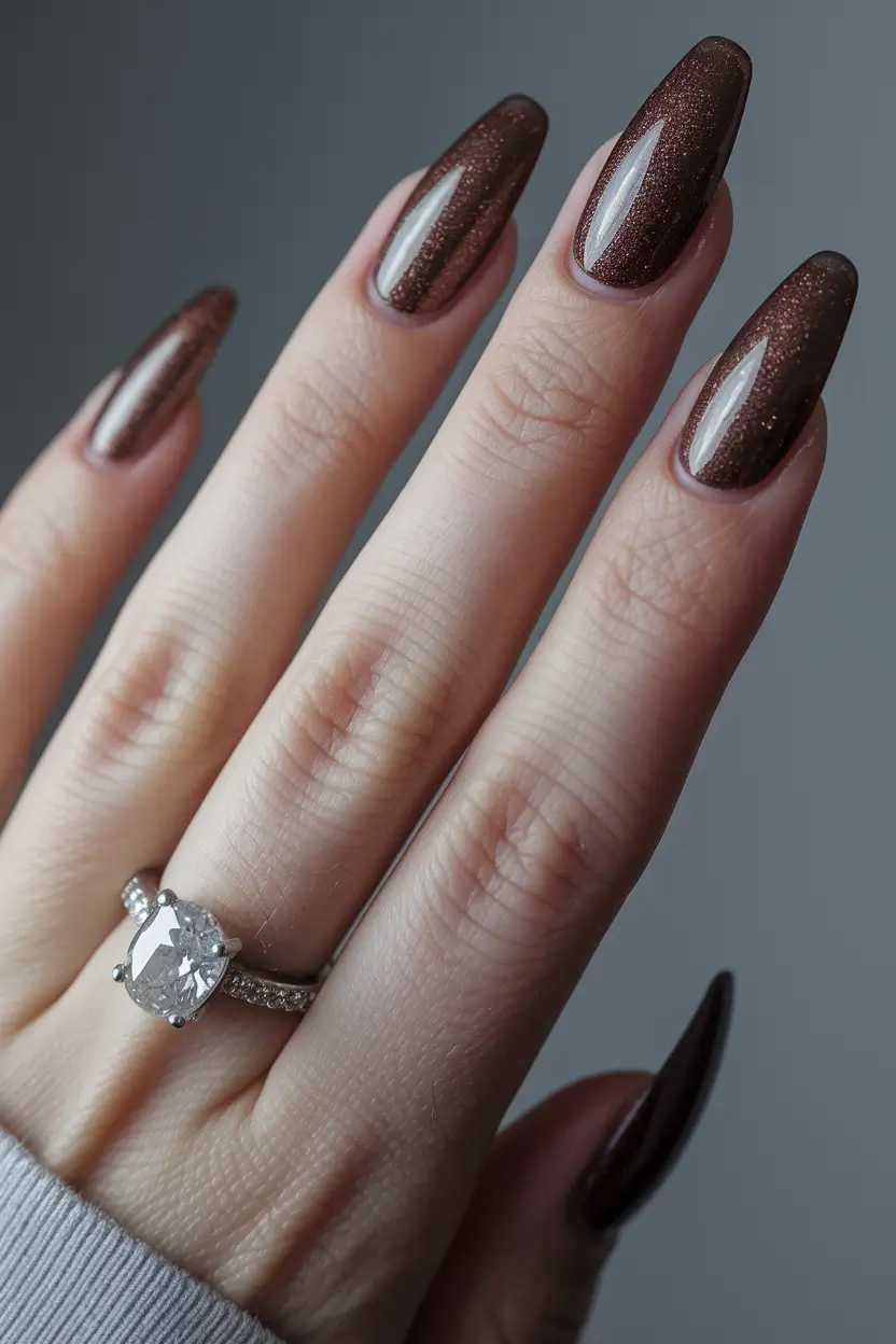 fall/winter nails color Chocolate Sparkle