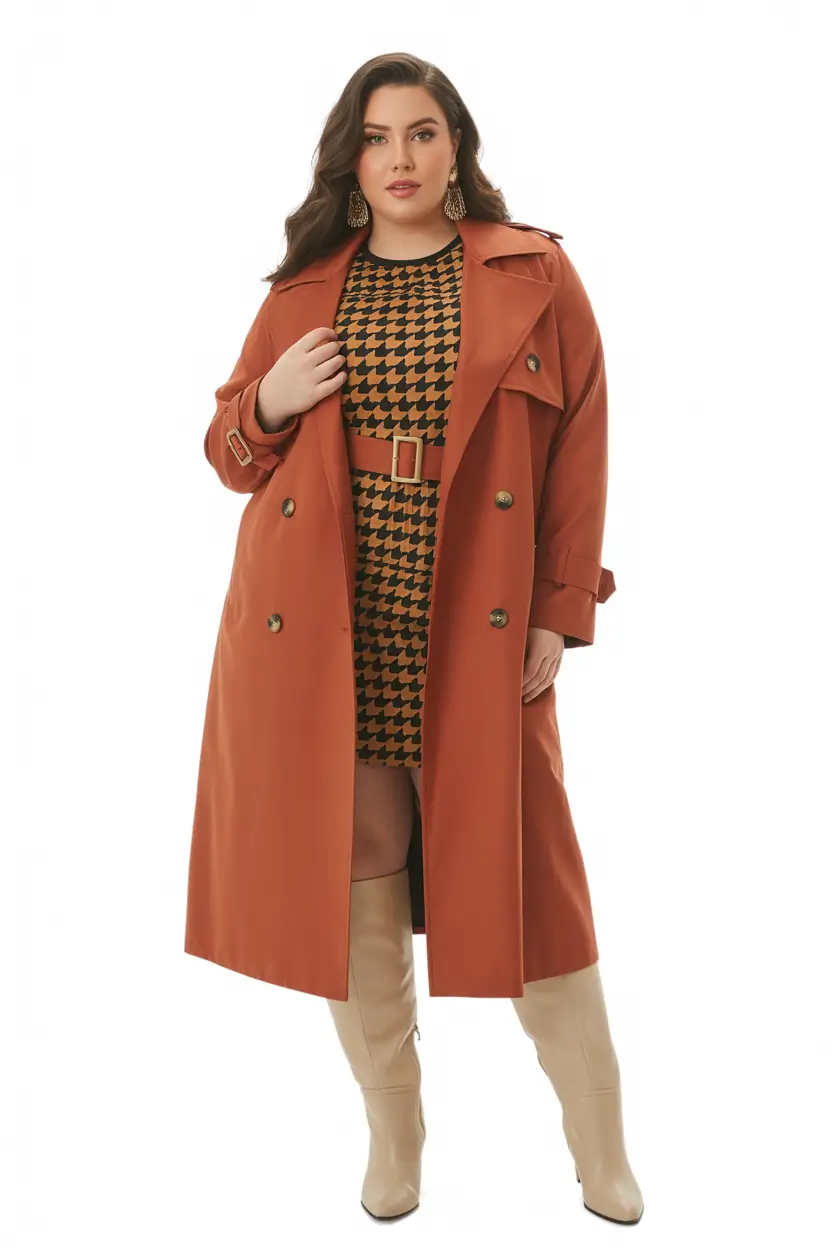 plus size winter outfits cold weather Rust-Toned Power Statement