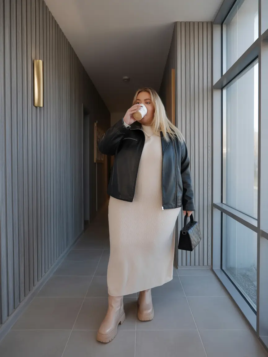 plus size winter outfits cold weather Modern Neutrals with Edge