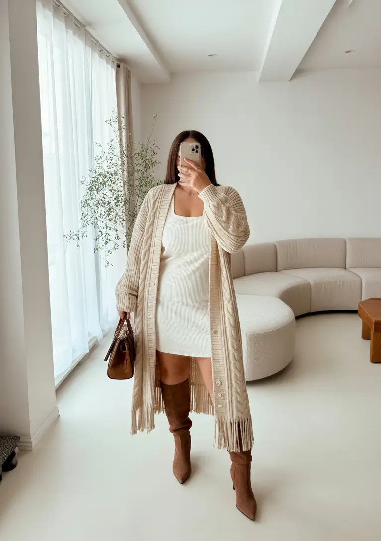 plus size winter outfits cold weather Cozy Knits with Feminine Charm