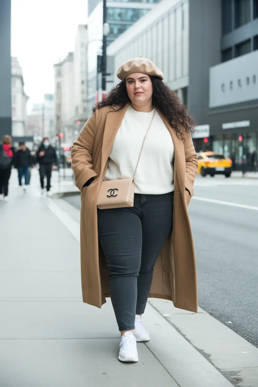 plus size winter outfits cold weather Parisian Minimalism New York Street