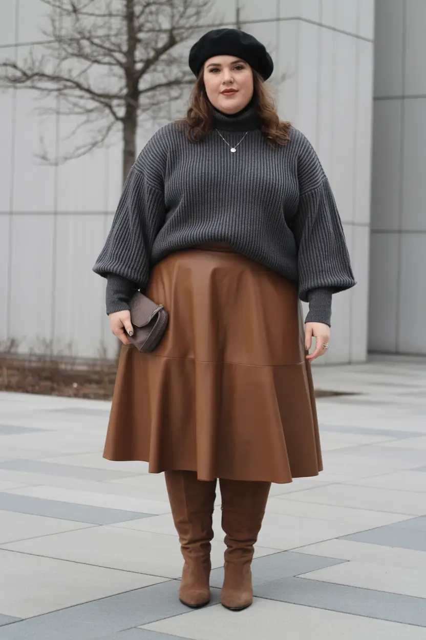 plus size winter outfits cold weather Parisian Touch with Warm Tones