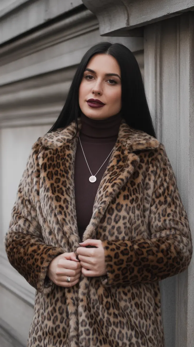 winter outfit inspo 2026 aesthetic Leopard Power Statement