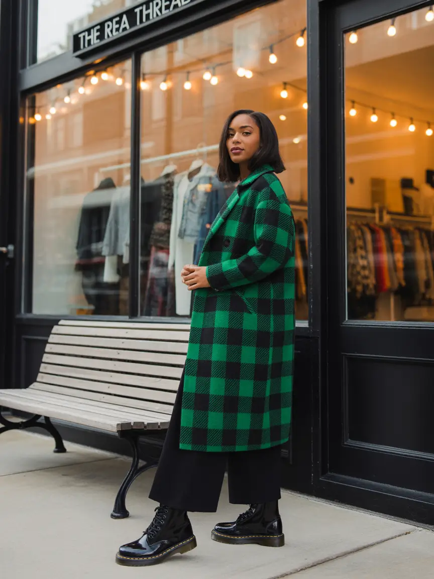 winter outfits black girls street style Buffalo Check Boldness