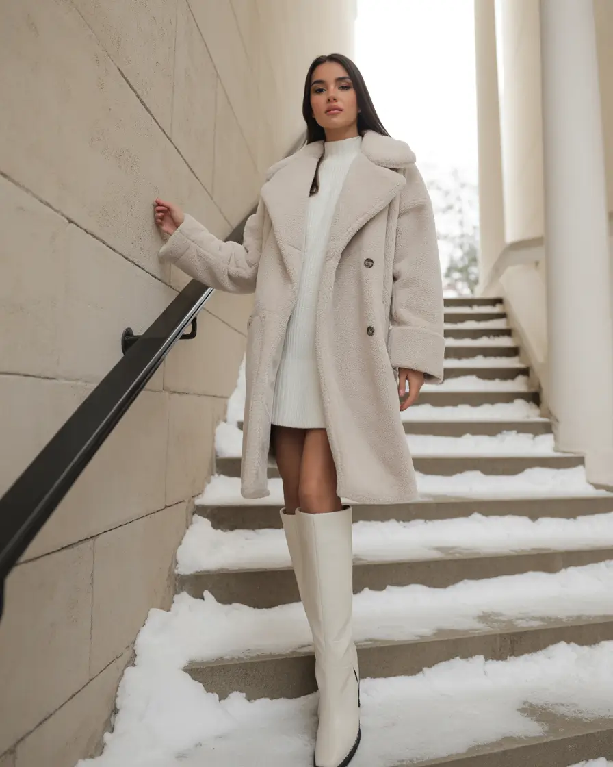 winter outfits inspiration monochrome cream
