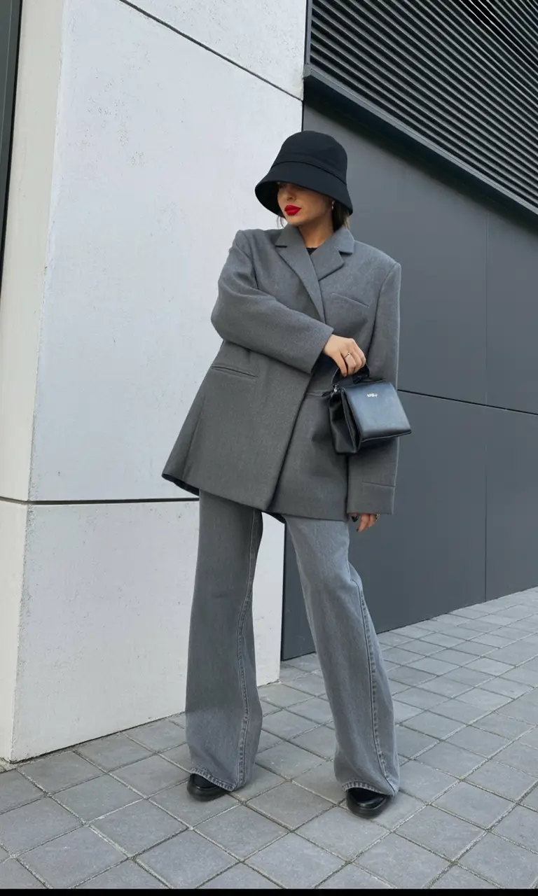 winter outfits inspiration oversized grey