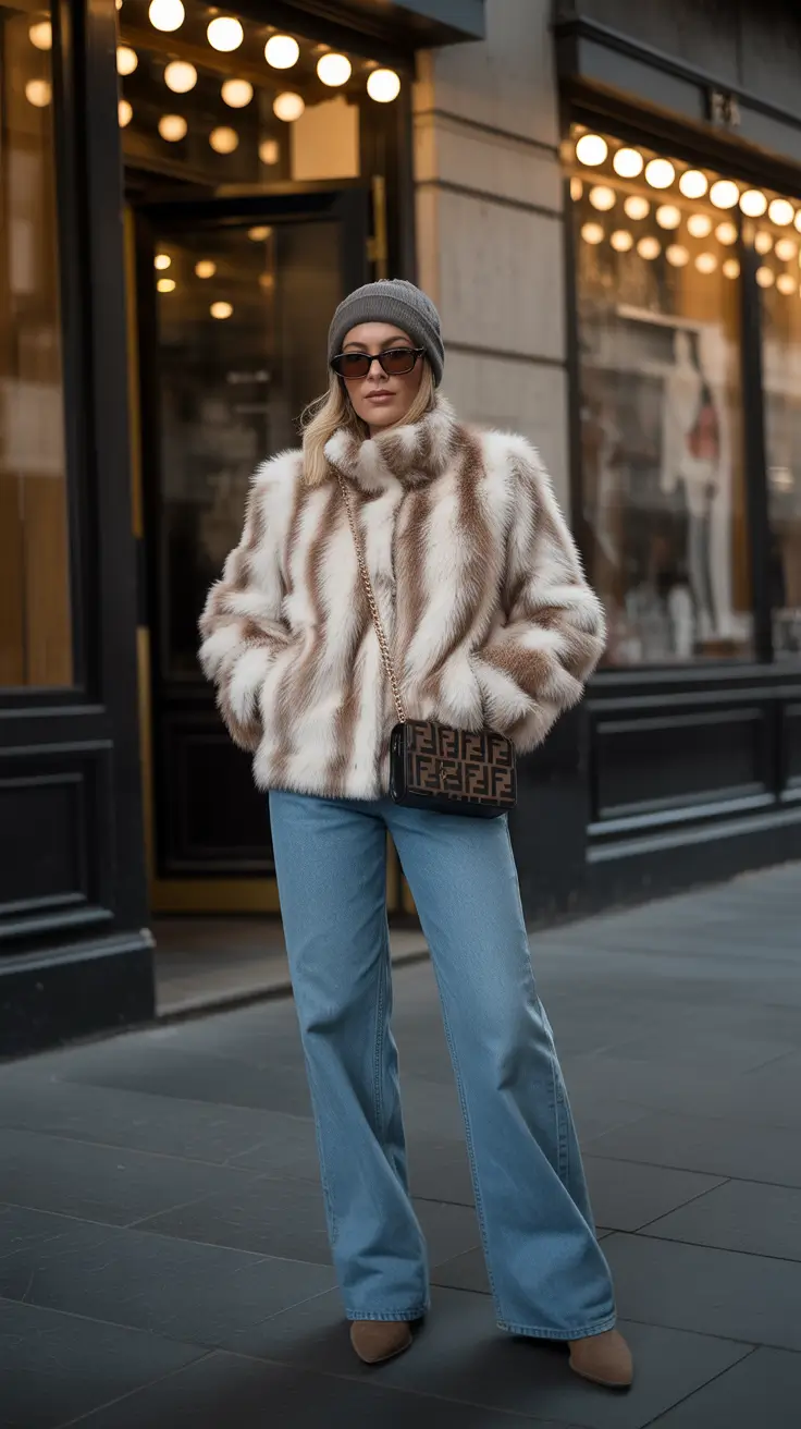 winter outfits inspiration retro fur