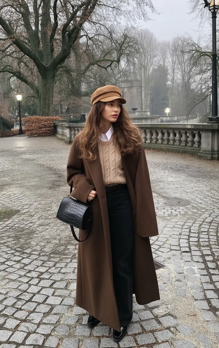 winter outfits aesthetic Monochrome Chocolate Tones