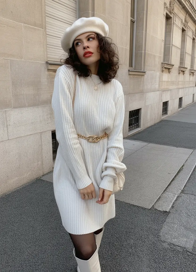 winter outfits aesthetic Parisian White Elegance