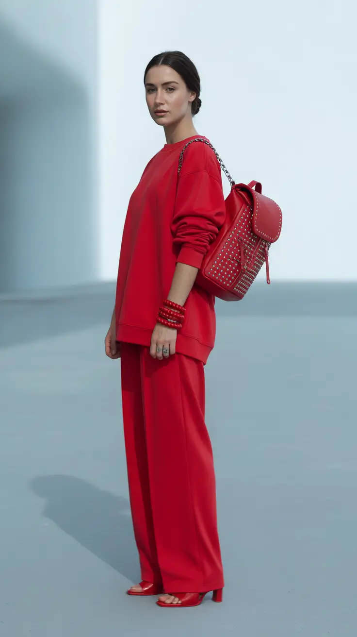 Winter Outfits Cold Weather Red Monochrome Power