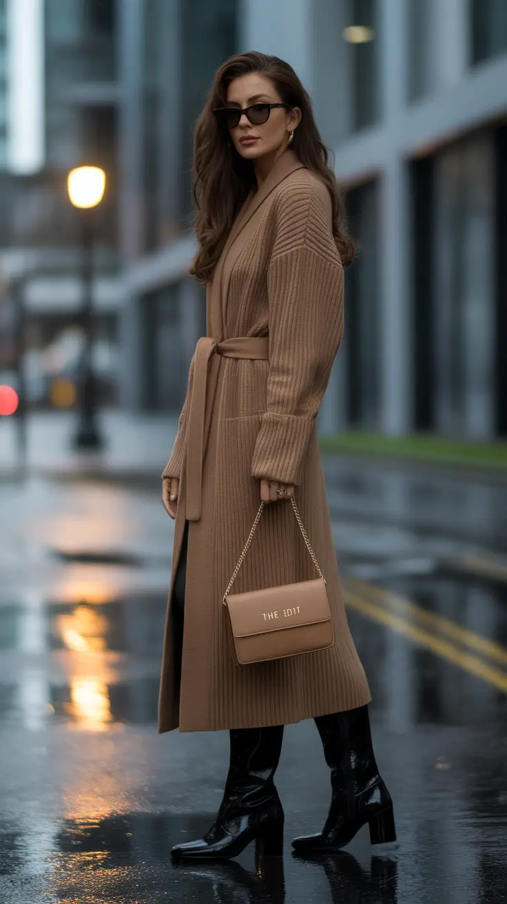 Winter Outfits Cold Weather Camel Knit Sophistication