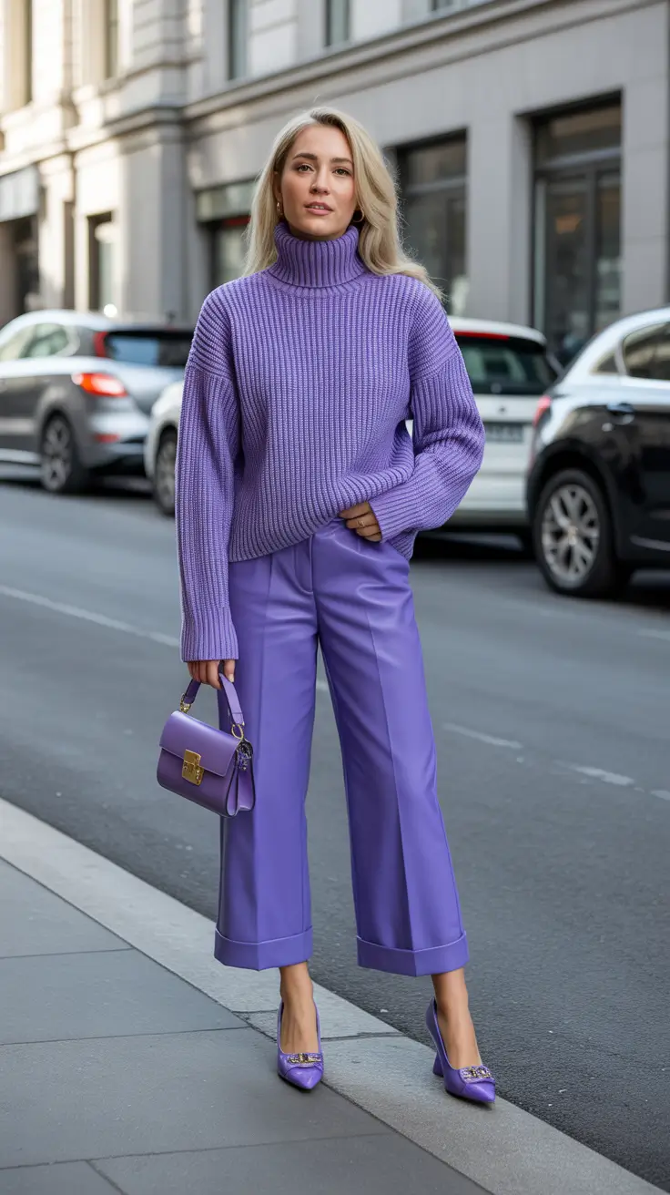 Winter Outfits Cold Weather Purple Monochrome Play