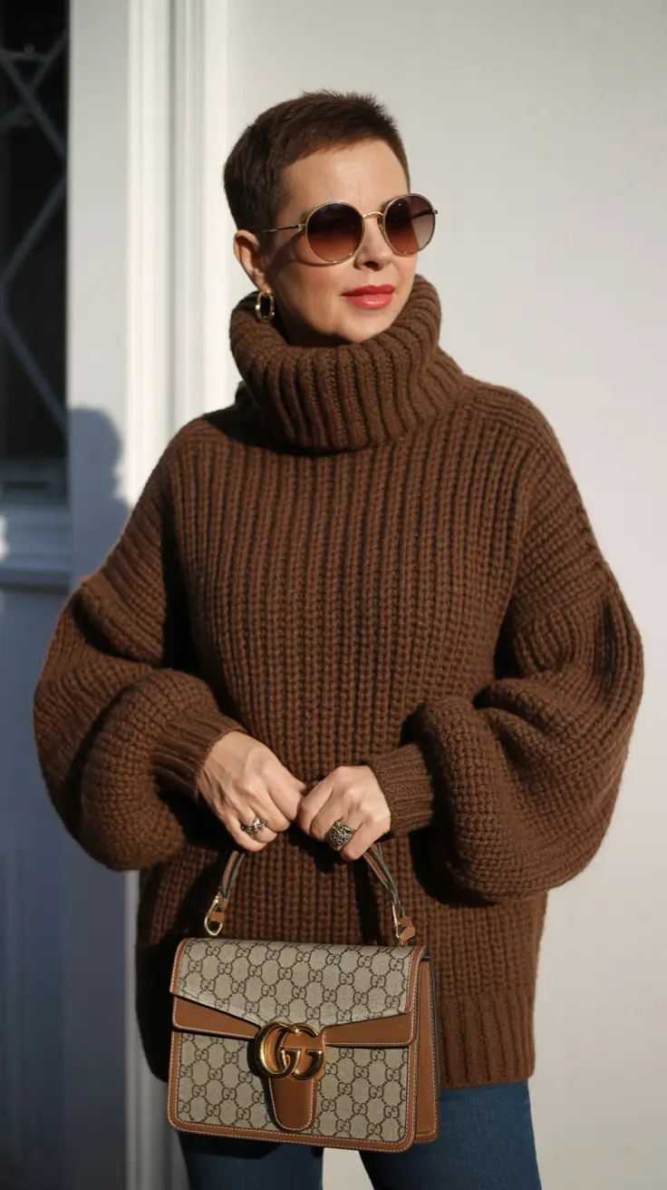 winter outfits over 40 Chunky Knit with Designer Edge