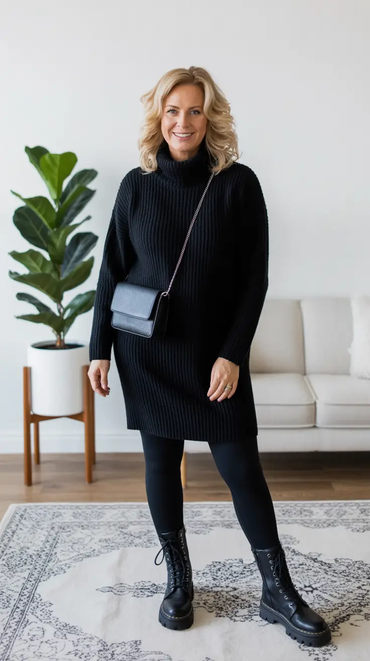 winter outfits over 40 Black Sweater Dress Simplicity