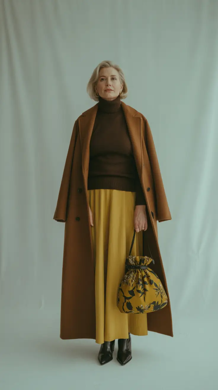 winter outfits over 40 Warm Browns and Golden Yellow