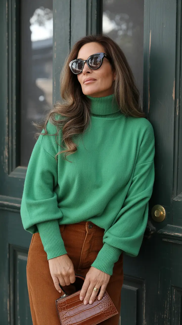 winter outfits over 40 Fresh Green and Warm Corduroy