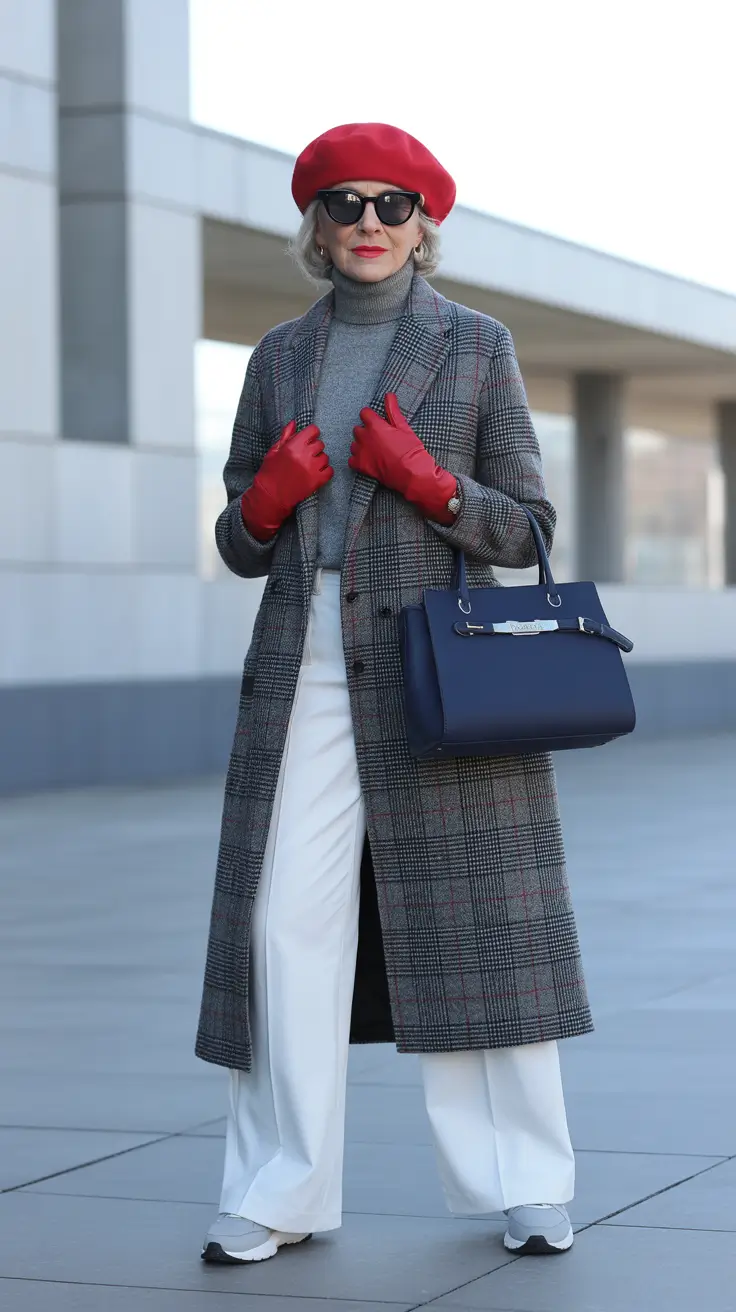 winter outfits for women over 60 Parisian Energy with a Red Accent