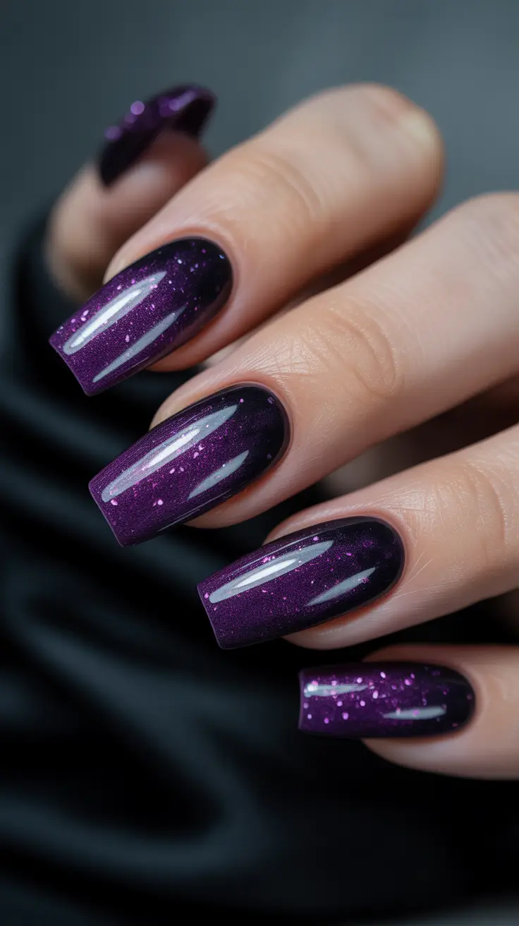 dark winter nails acrylic Galaxy Plum Dimension