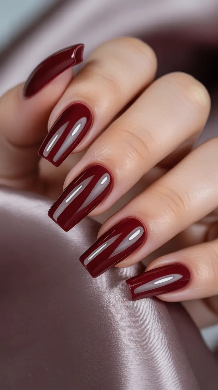dark winter nails coffin Velvet Merlot Perfection