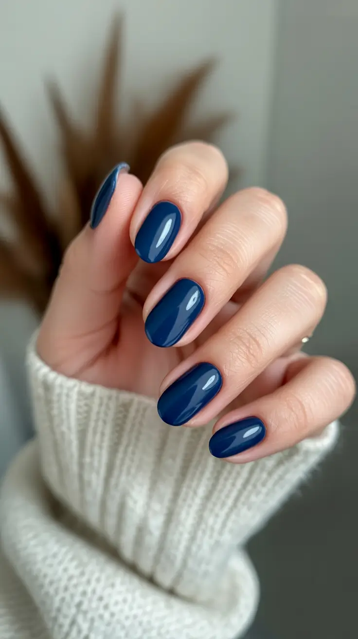 dark winter nails short Midnight Navy Calm