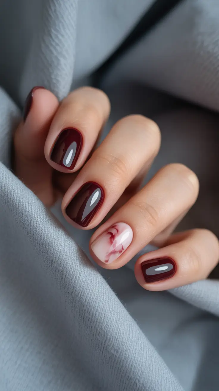 dark winter nails designs Cherry Marble Luxe