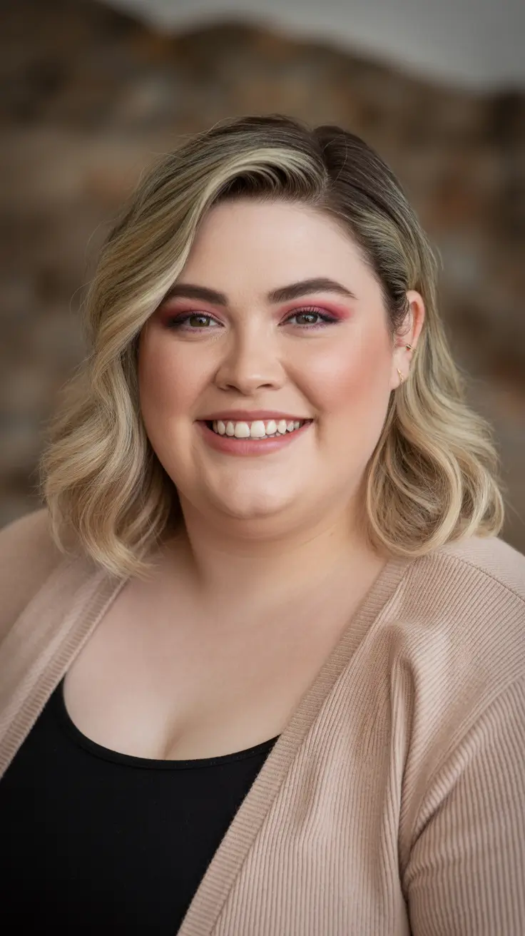 winter haircuts for plus size women Soft Blonde Bob with Side Part