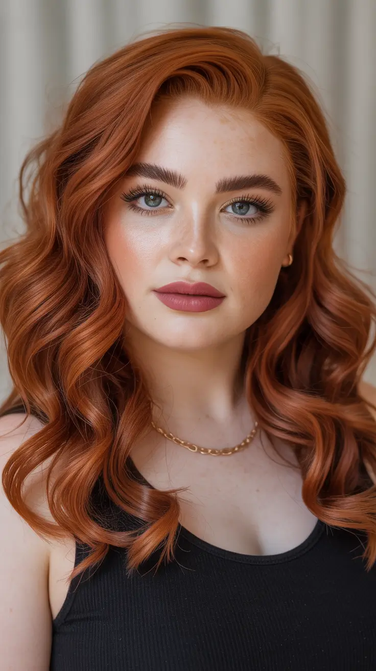 winter haircuts for plus size women Copper Hollywood Curls