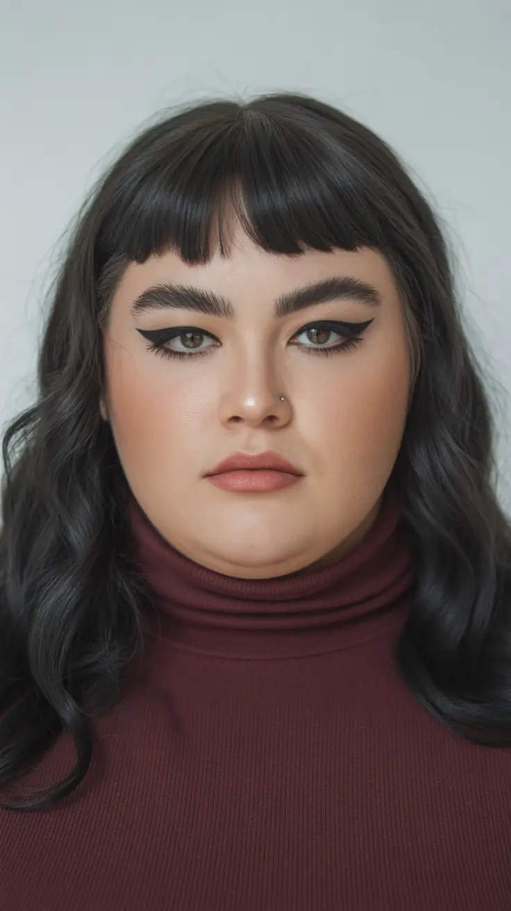 winter haircuts for plus size women Short Curled Bob with Micro Bangs