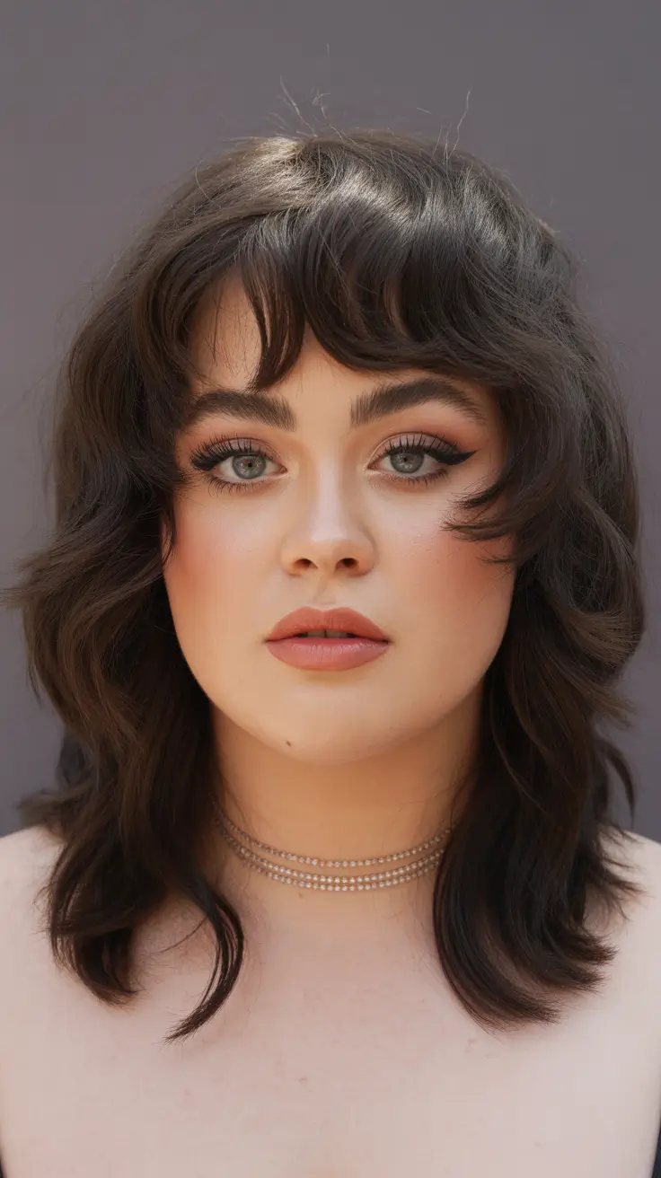 winter haircuts for plus size women Modern Wolf Cut with Volume Bangs