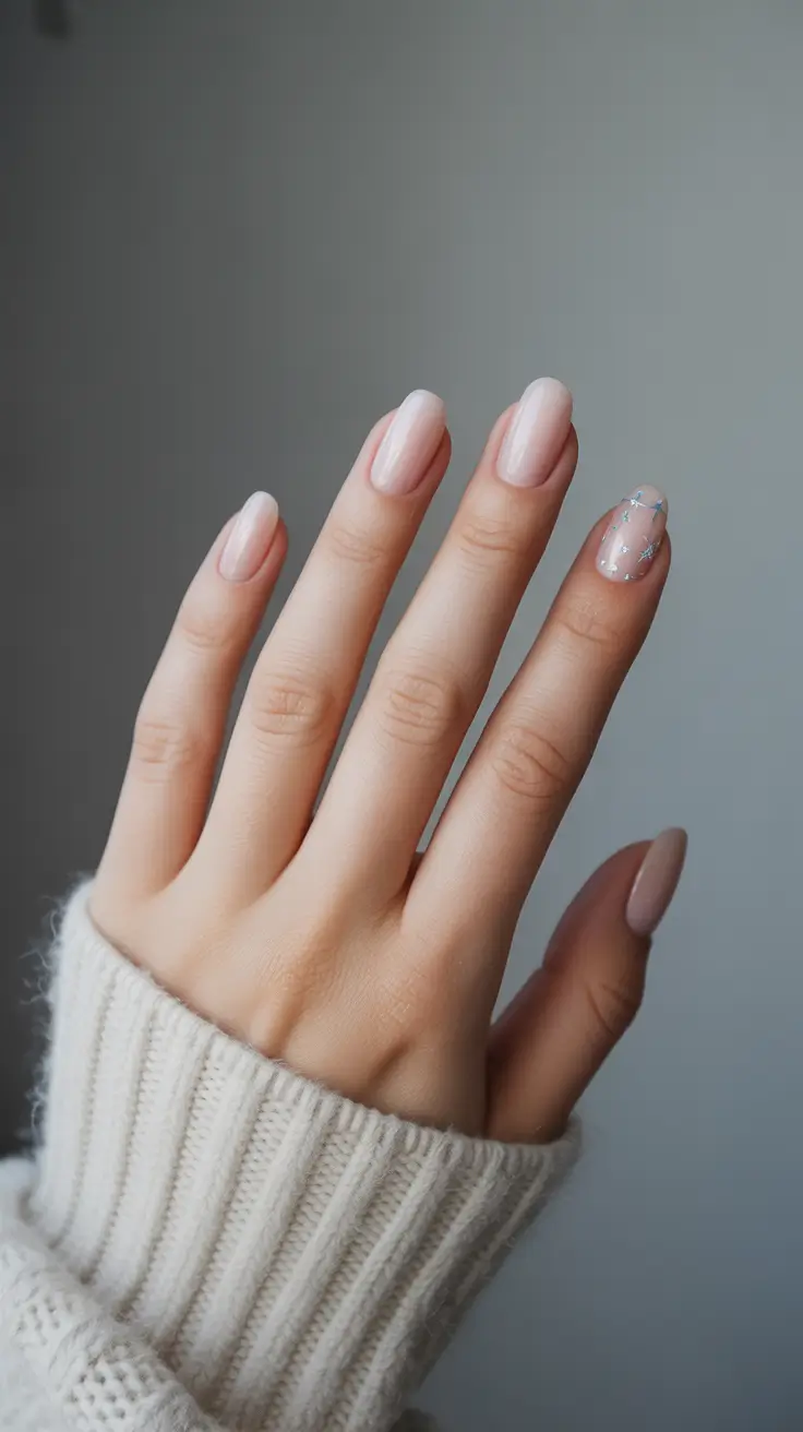 classy winter nails simple Soft Pink Ombre with a Touch of Sparkle