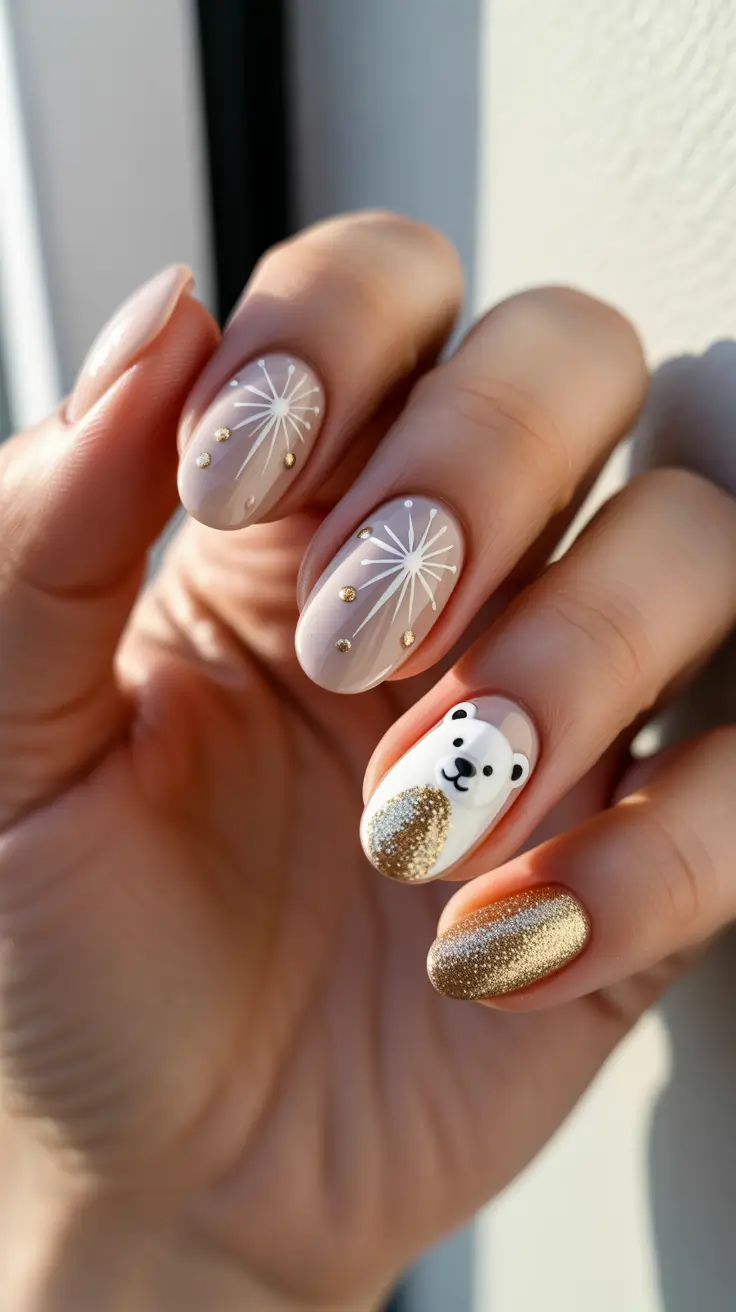 classy winter nails 2026 Golden Polar Dream