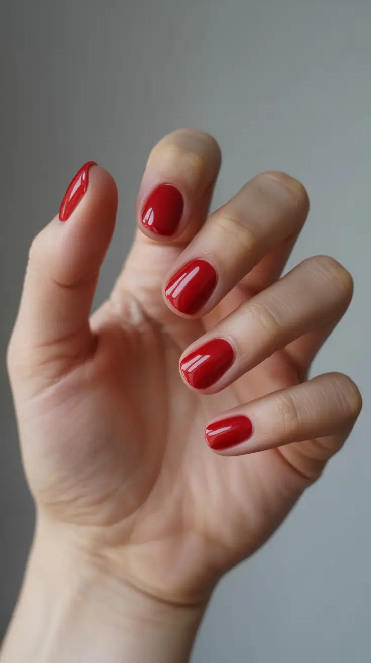 classy winter nails red Classic Glossy Red