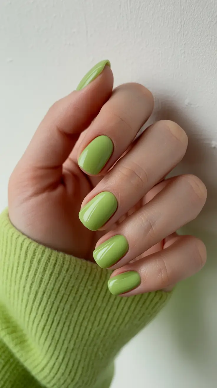 classy winter nails green Frosted Pistachio Green