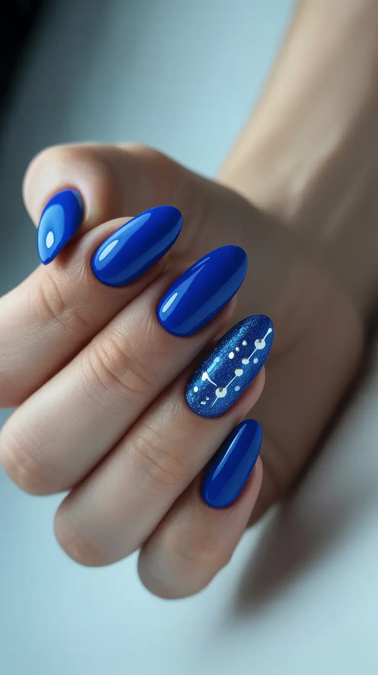 classy winter nails blue Royal Blue Constellation