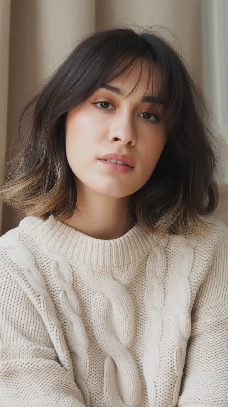 cute winter haircuts for women Soft Blended Bob with Bangs