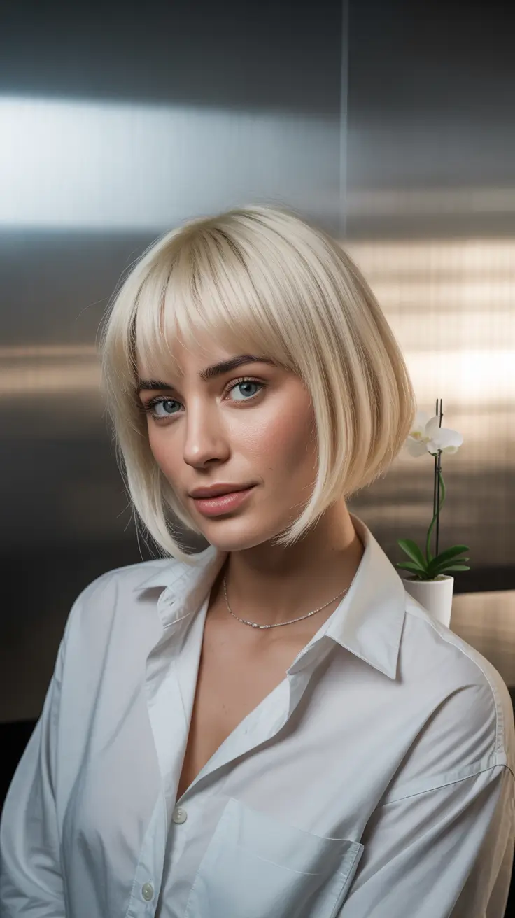 cute winter haircuts for women Icy Platinum Bob