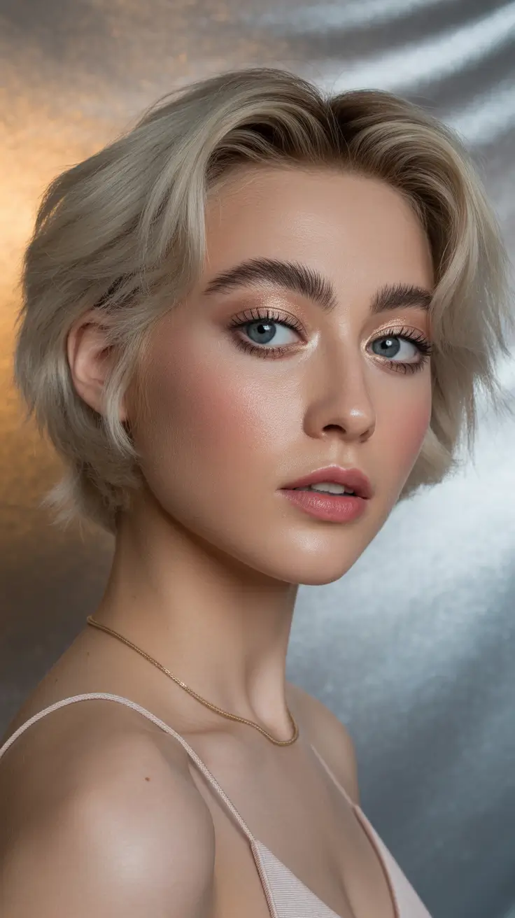 cute winter hairstyles for short hair Chic Short Crop with Blonde Volume