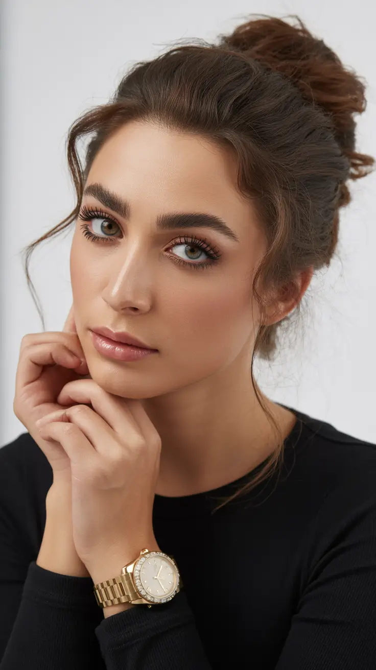 cute winter hairstyles easy simple Effortless Textured Bun with Loose Strands