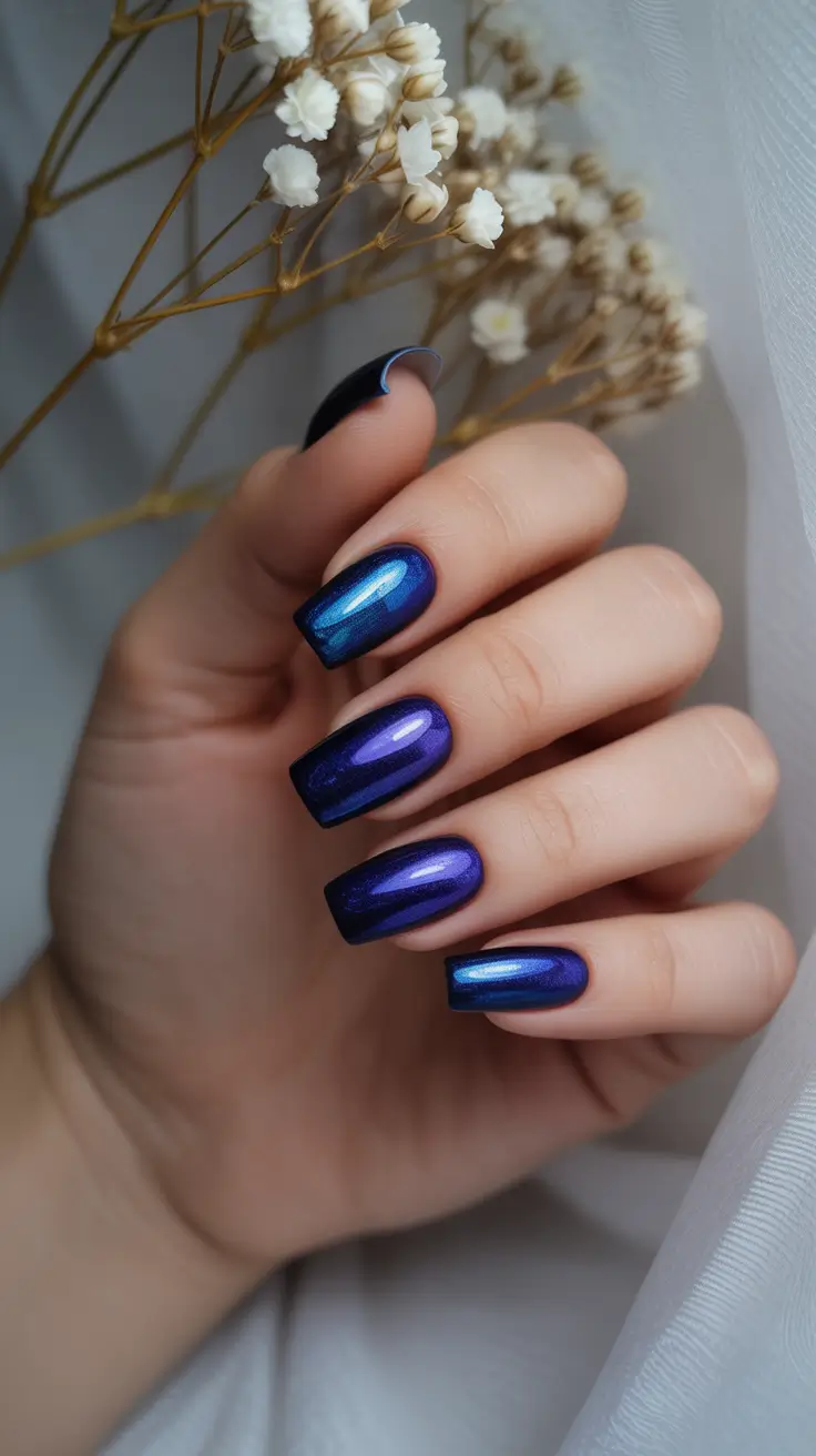 cute winter nails 2025–2026 Midnight Aurora