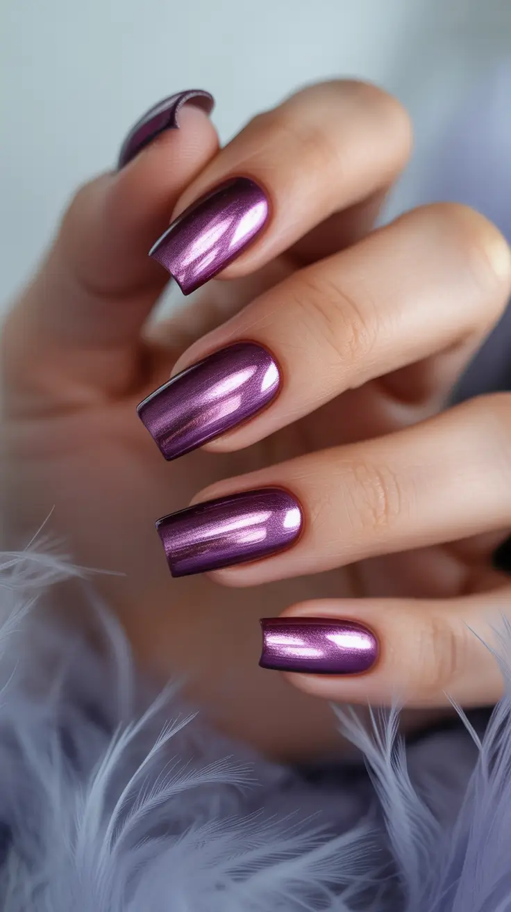 cute winter nails 2025–2026 Plum Glow