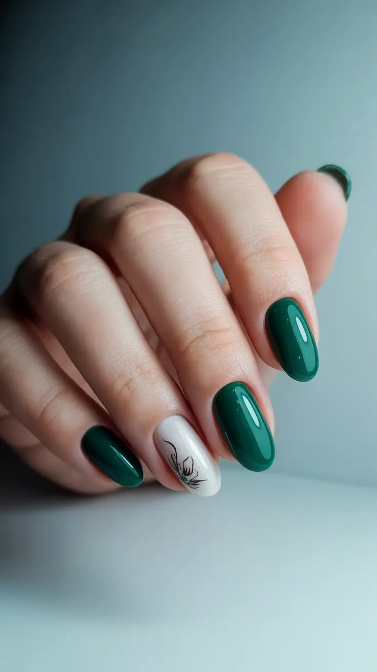 cute winter nails 2025–2026 Evergreen Elegance