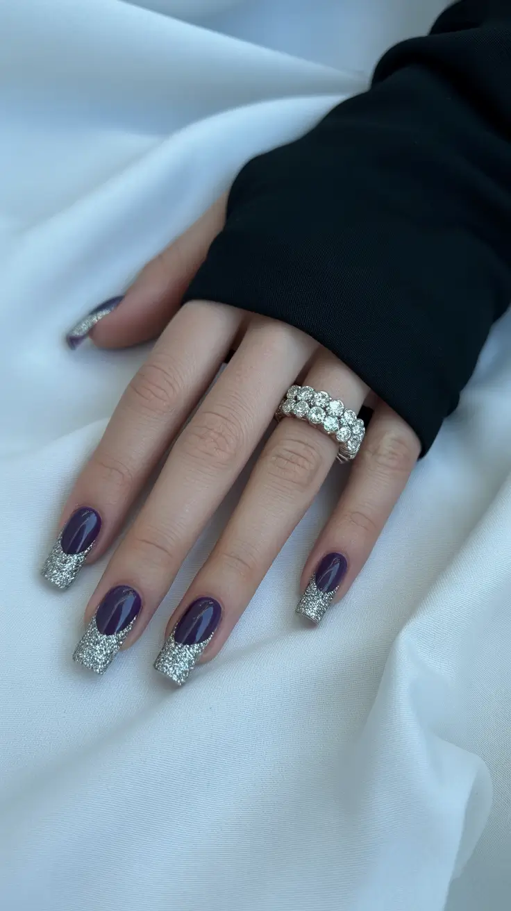 cute winter nails 2025–2026 French Silver