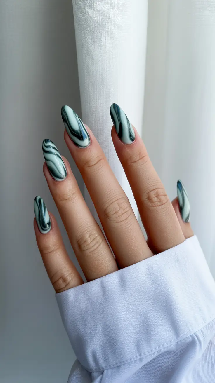 cute winter nails 2025–2026 Frosted Marble