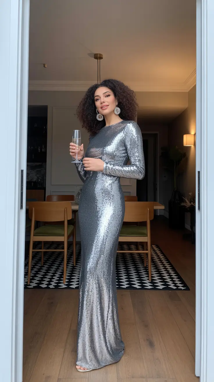 Fashion Christmas Party Outfit 2025 Silver Goddess Energy