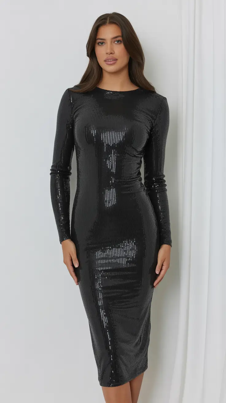 Fashion Christmas Party Outfit 2025 Black Sequin Power