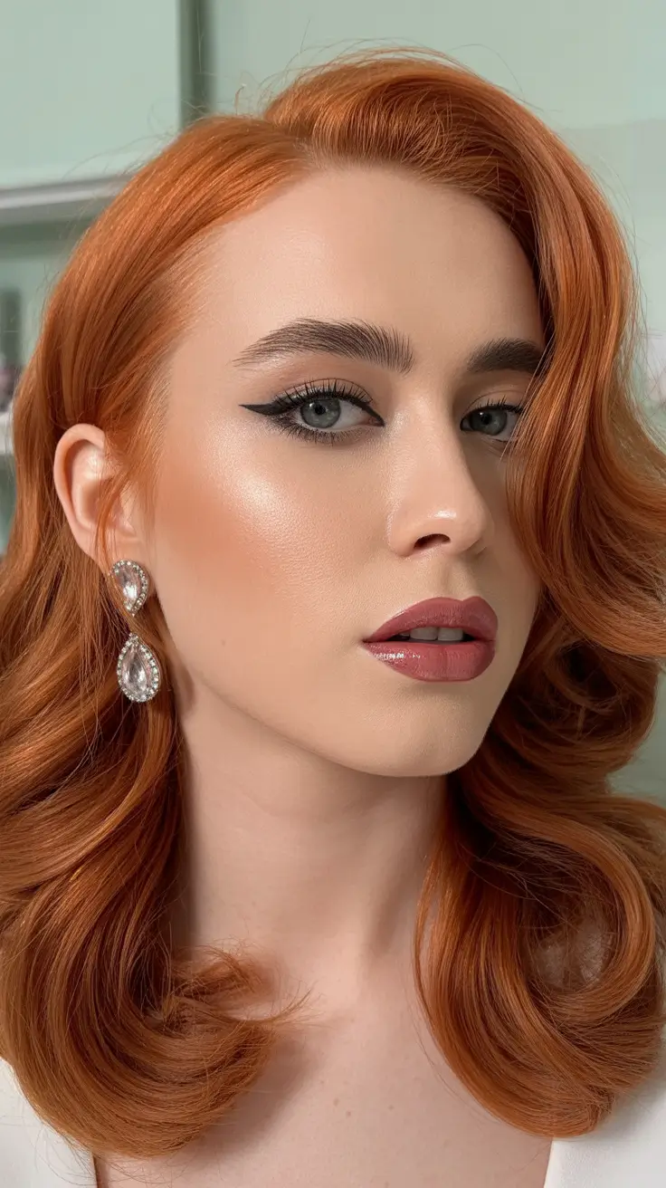 Festive Christmas Hairstyles 2025 Copper Hollywood Curls