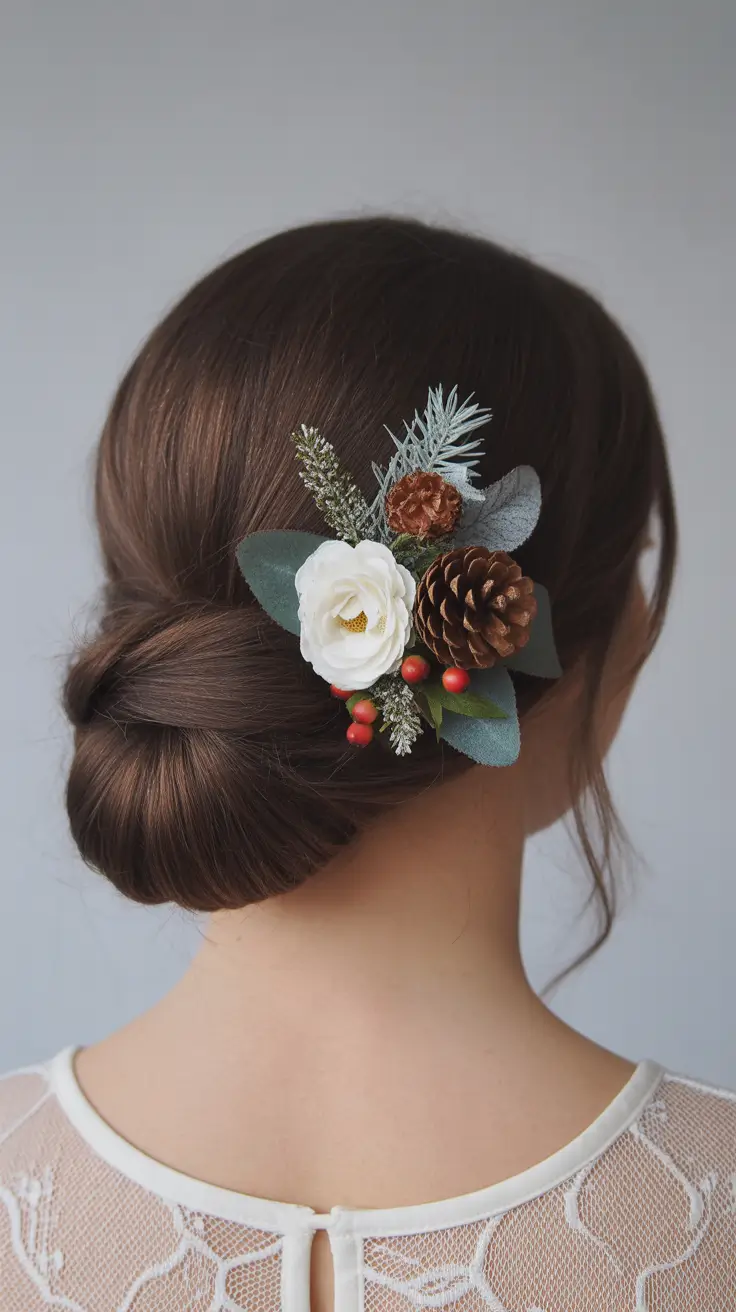 Festive Christmas Hairstyles 2025 Winter Woodland Bun