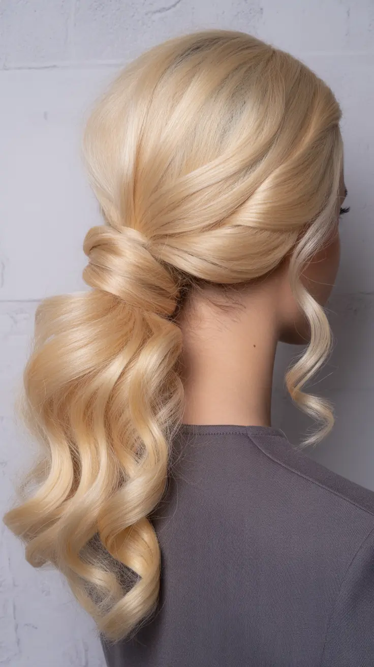 Festive Christmas Hairstyles 2025 Soft Twisted Ponytail with Curly Ends