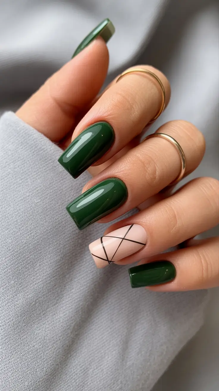 green winter nails square Minimal Line Charm
